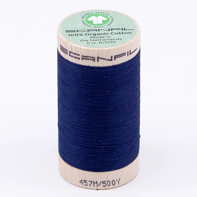 Scanfil Organic Cotton Thread 50/2 wt 500 yards Bellwether Blue 4854