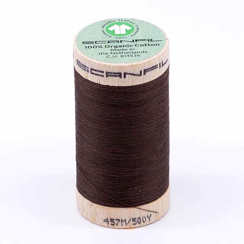 Scanfil Organic Cotton Thread 50/2 wt 500 yards Coffee Liqueur 4864