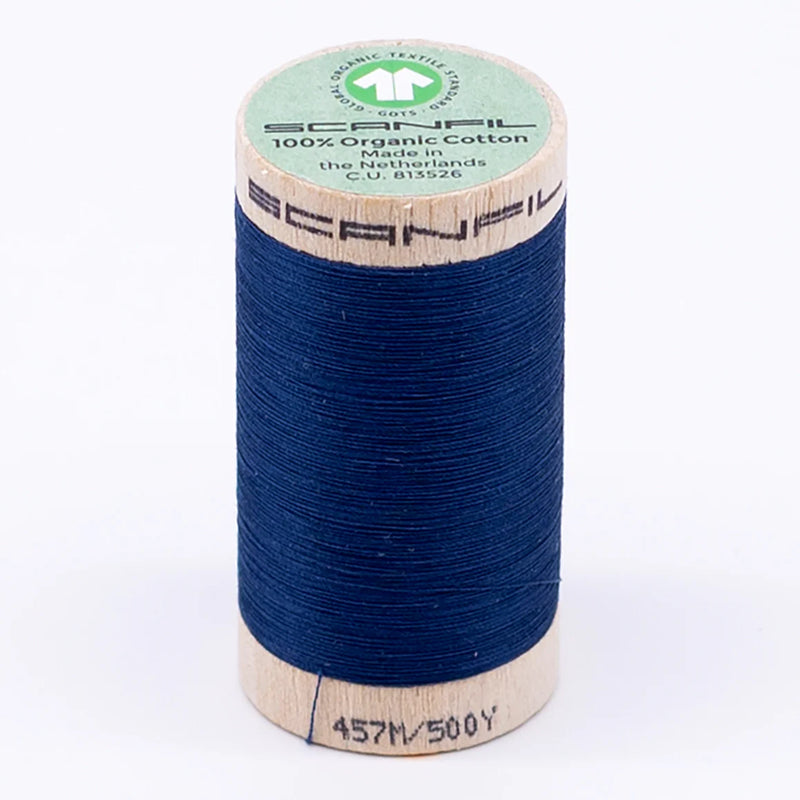 Scanfil Organic Cotton Thread 50/2 wt 500 yards Sailor Blue 4865