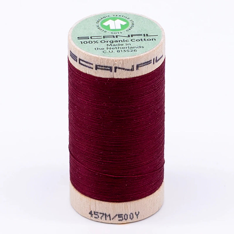 Scanfil Organic Cotton Thread 50/2 wt 500 yards Rhubarb 4870