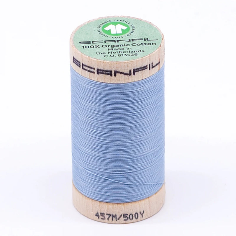 Scanfil Organic Cotton Thread 50/2 wt 500 yards Baby Blue 4872