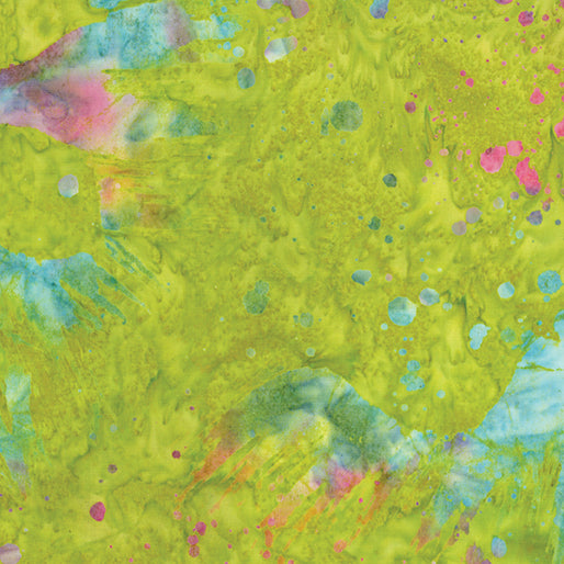 Bali Paint Palette Splatter Lime Fabric