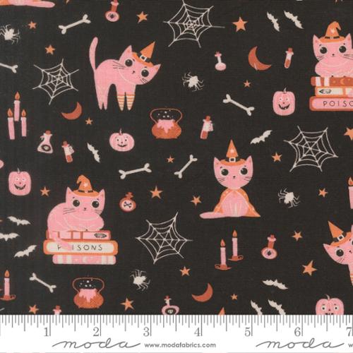 Purrs and Boos 39060 16 Black Cat Fabric