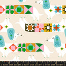 1 800 Notion - Vintage Dog Blocks -Shell - Yardage