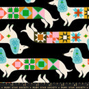 1 800 Notion - Vintage Dog Blocks - Soft Black - Yardage