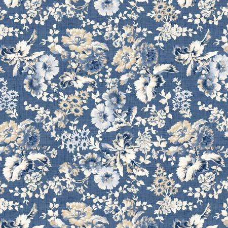 Radiance Denim Large Floral Fabric