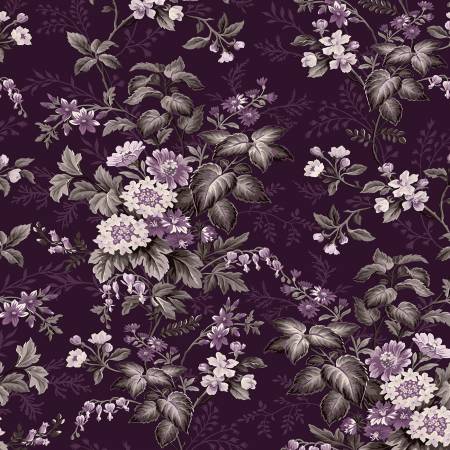 Blackberry Bramble - Large Floral - Purple - Yardage