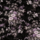 Blackberry Bramble - Large Floral - Black - Yardage