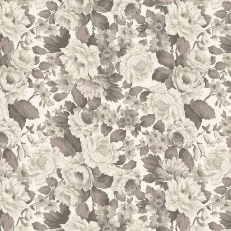 Blackberry Bramble - Packed Floral - Ivory - Yardage