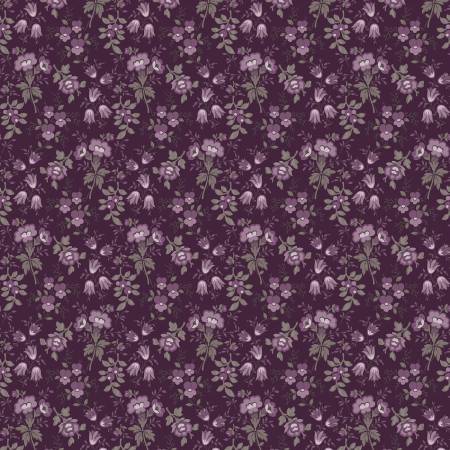 Blackberry Bramble - Small Floral - Purple - Yardage