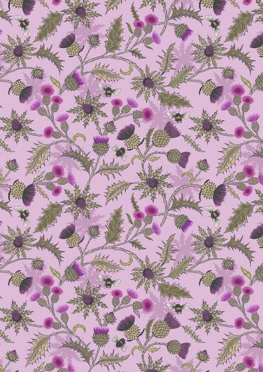 Highland Bee thistle on light heather - A875 C from Lewis&Irene - Fabric