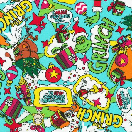 How the Grinch Stole Christmas -  Comic Grinch Holiday Quilting Cotton 23098-223 Yardage