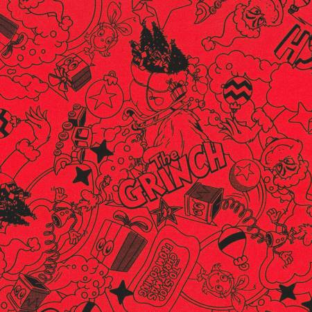 How the Grinch Stole Christmas -  Tonal Grinch Red  Quilting Cotton 23099-3 RED Yardage
