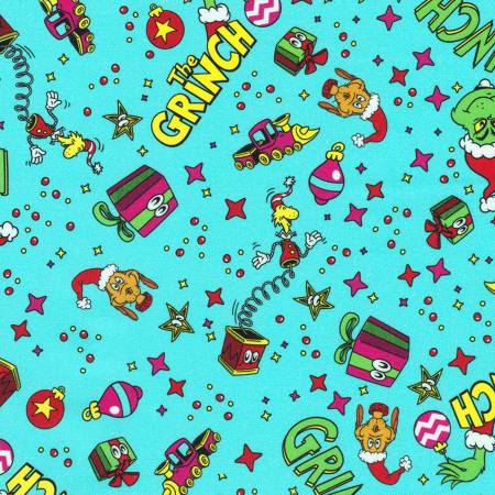 How the Grinch Stole Christmas -  Grinch Icon Toss Snow Quilting Cotton 23100-87 Yardage