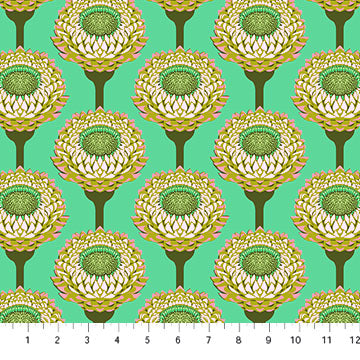 Iconic Strawflower Aqua Fabric