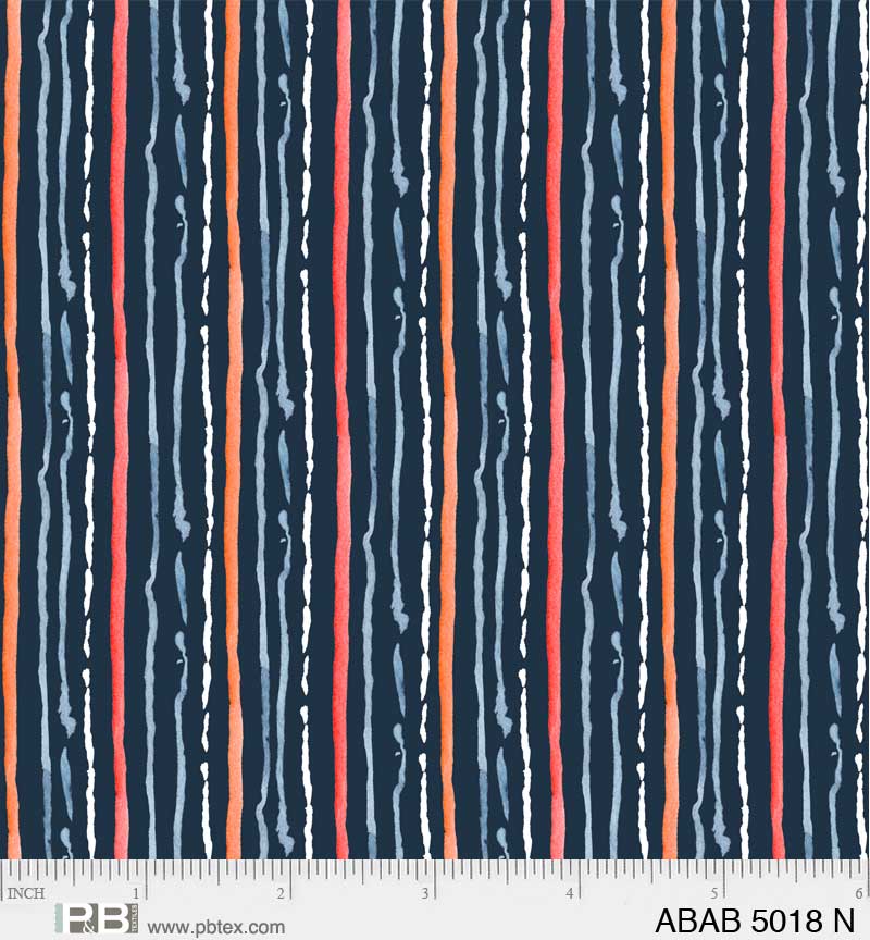 Ahoy Baby Stripes Navy Fabric