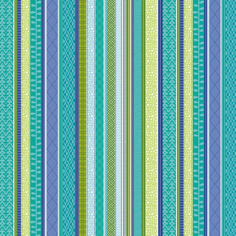 Serendipity Stripe Teal Fabric