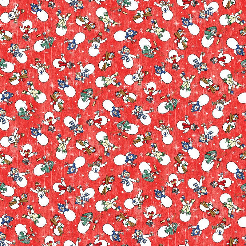 Jolly Lane Snowmen Cherry Fabric