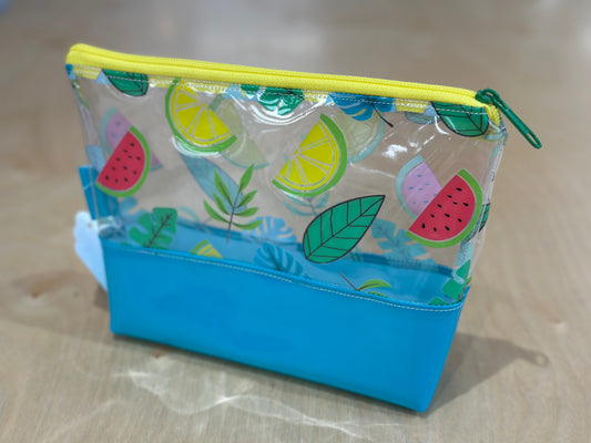 Clear Vinyl Bag - Watermelon & Lime with Bright Blue Base