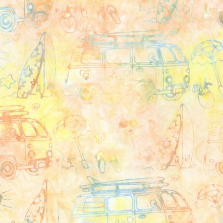 Batiks Places You'll Go Coral Fiesta Yardage