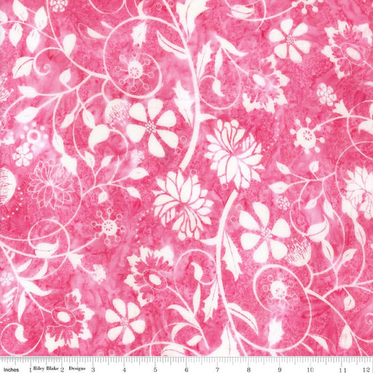 Wild Blossoms Sew Soft Rayon Batik - Lipstick - Yardage