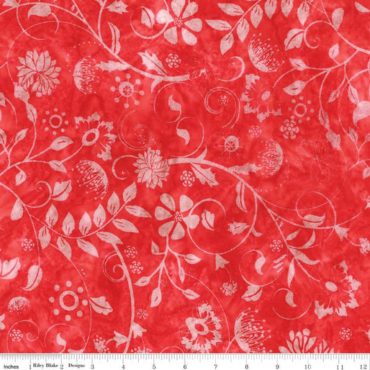 Wild Blossoms Sew Soft Rayon Batik - Cherry - Yardage