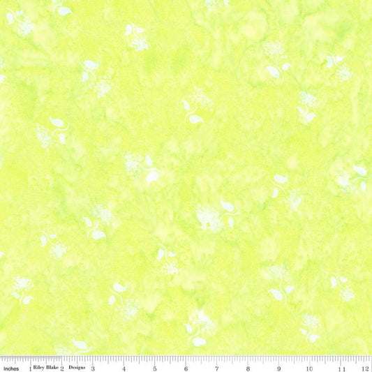 Wild Blossoms Sew Soft Rayon Batik - Pale Lime - Yardage