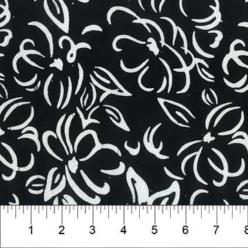 Banyan Classics Cotton Batiks Licorice Flowers Fabric