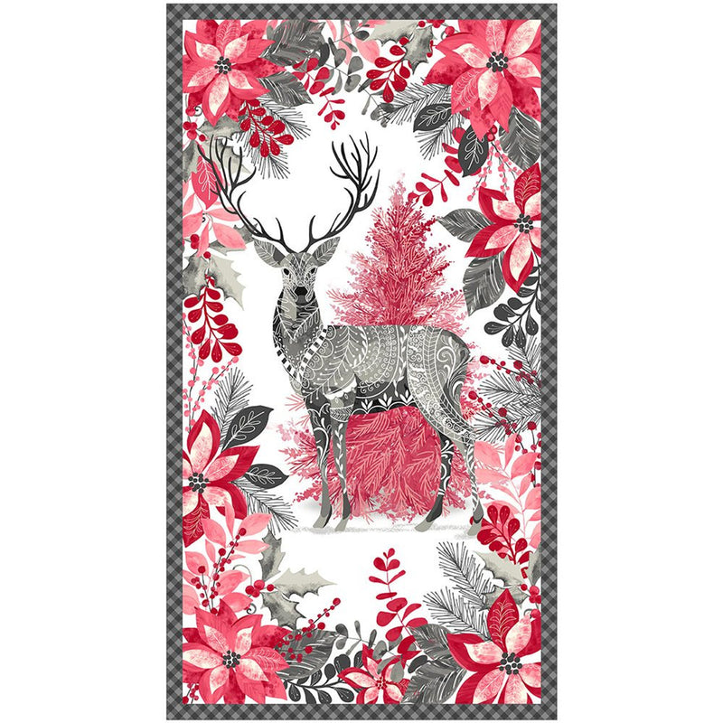 Holiday Style Satin Moon Graphic Deer Panel