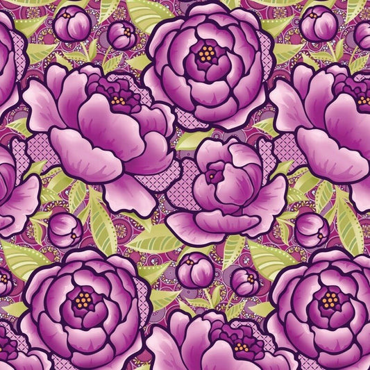 108" Wide Frolic Bloom Plum Fabric