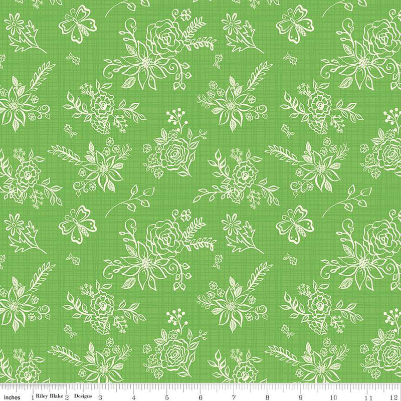 Gingham Cottage Tonal Green Fabric