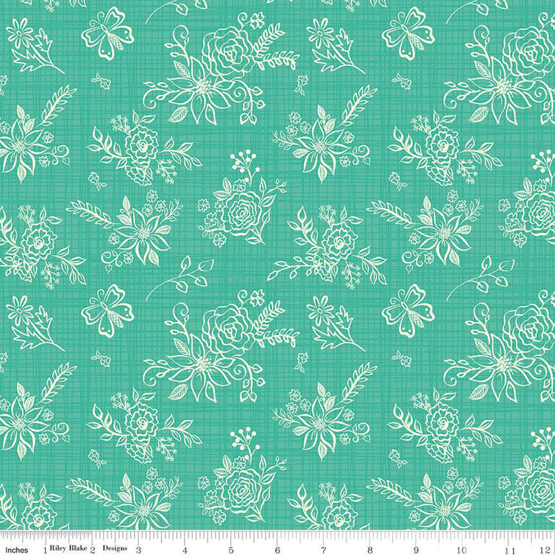 Gingham Cottage Tonal Sea Glass Fabric