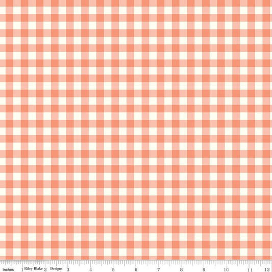 Gingham Cottage Gingham Coral Fabric