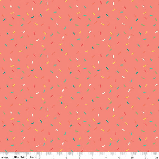 Gingham Cottage Confetti Coral Fabric