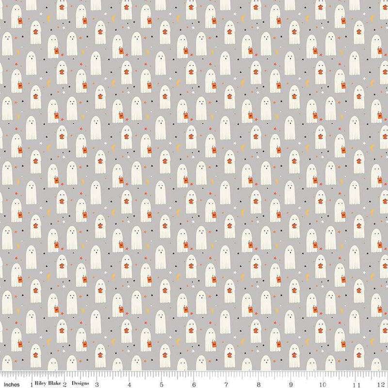 Hey Bootiful Gray Ghost Sheets Fabric