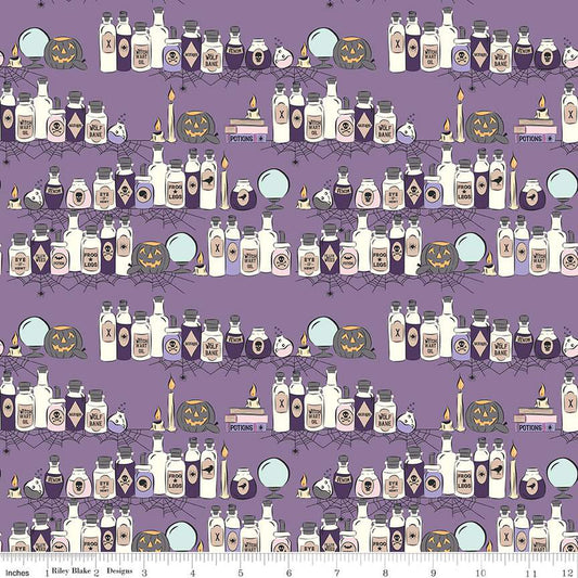Spooky Schoolhouse Lilac Potions Class Yardage
