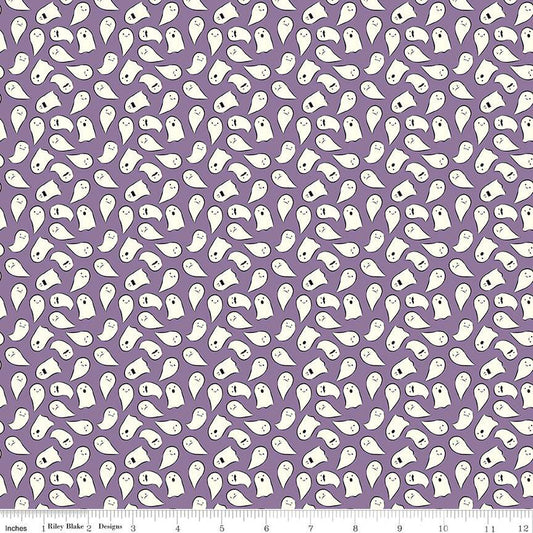 Spooky Schoolhouse Lilac Ghosts Yardage