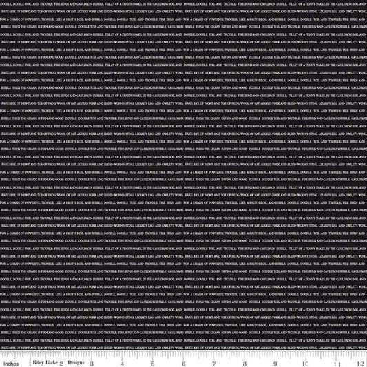 Spooky Schoolhouse Charcoal Double Double Text Yardage