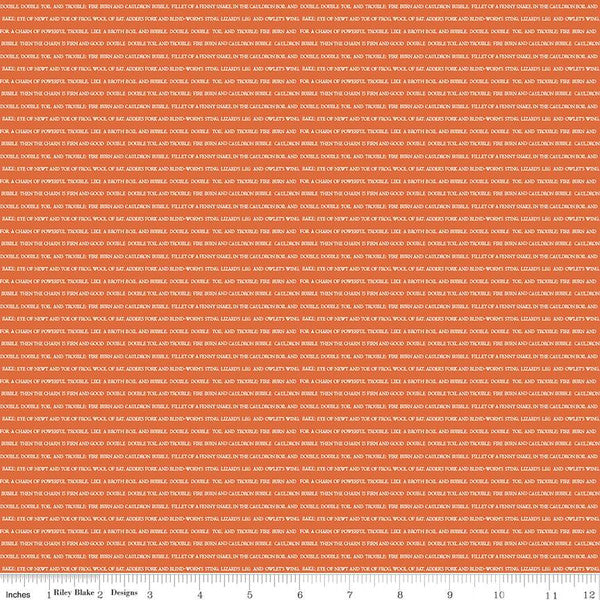 Spooky Schoolhouse Orange Double Double Text Fabric