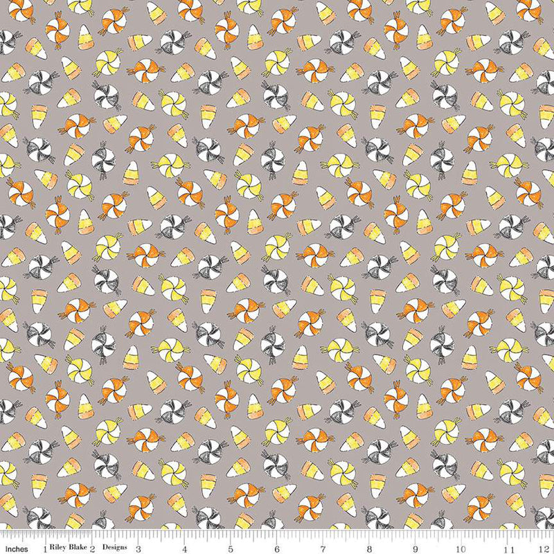 Fright Delight Gray Candy Fabric