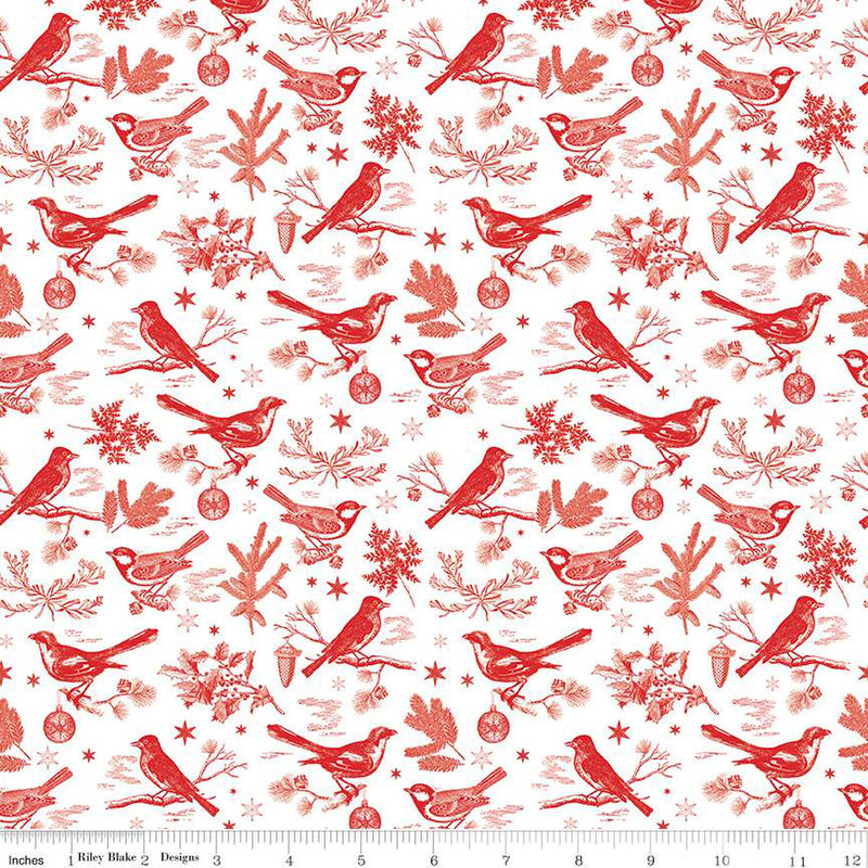 Peace on Earth White Birds Fabric