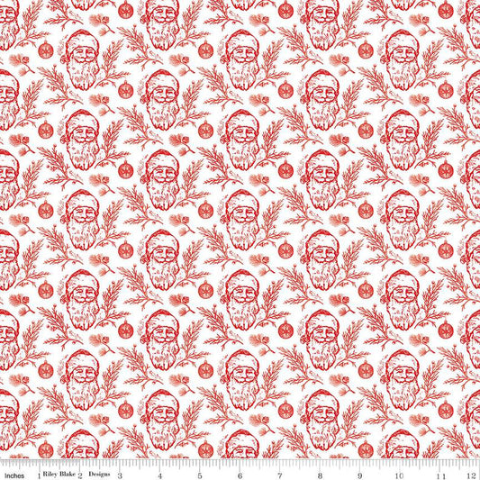 Peace on Earth White Santas Fabric