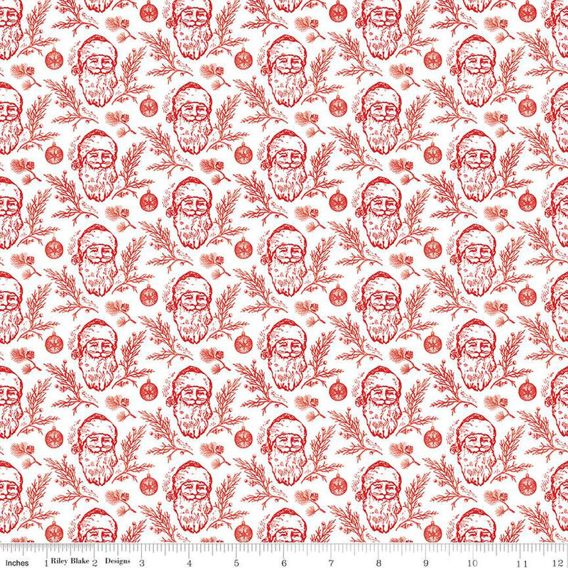 Peace on Earth White Santas Fabric