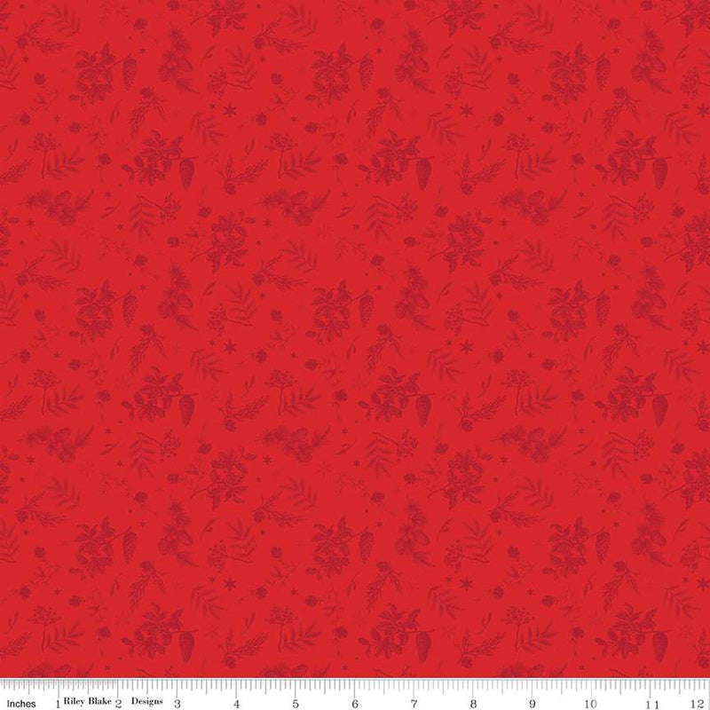 Peace on Earth Red Sprigs Fabric