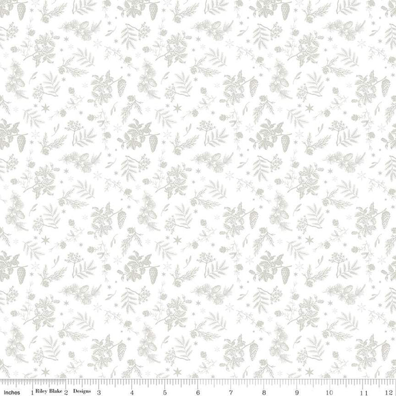 Peace on Earth Gray Sprigs Fabric