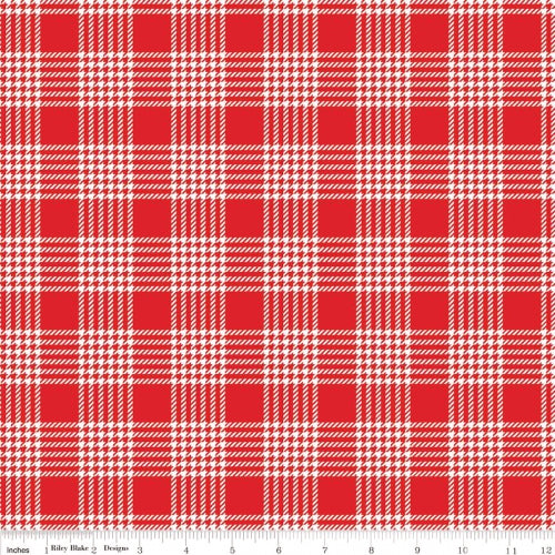 Peace on Earth White Plaid Fabric