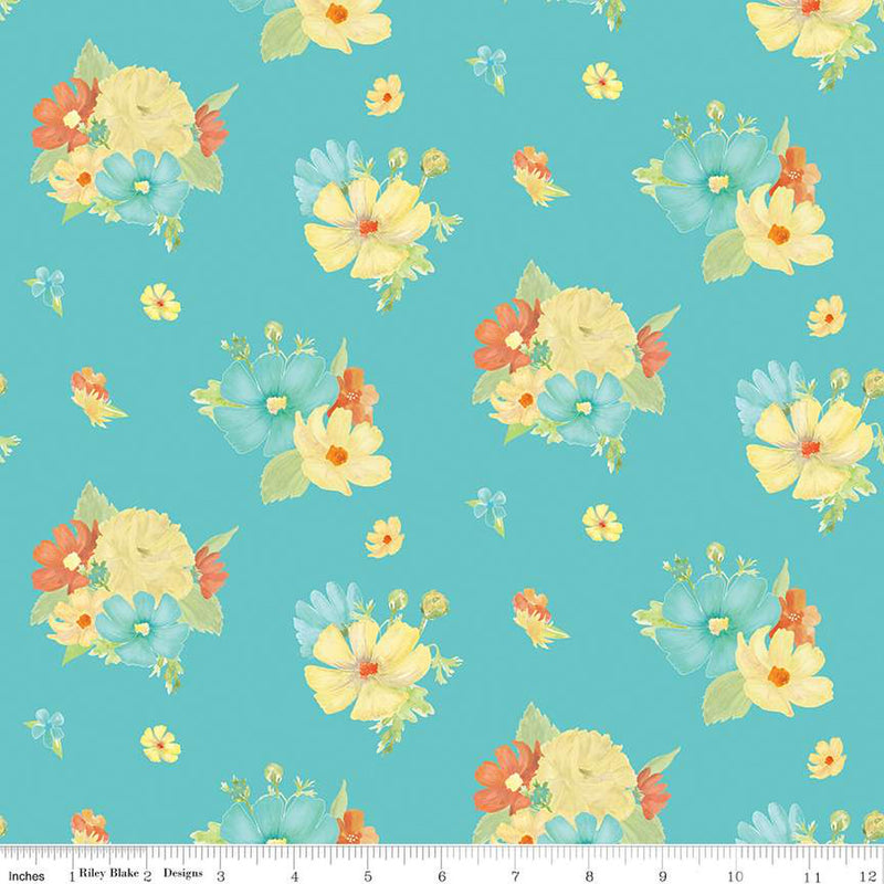 Happy At Home Main Aqua Fabric