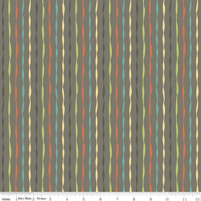 Happy At Home Stripes Gray Fabric