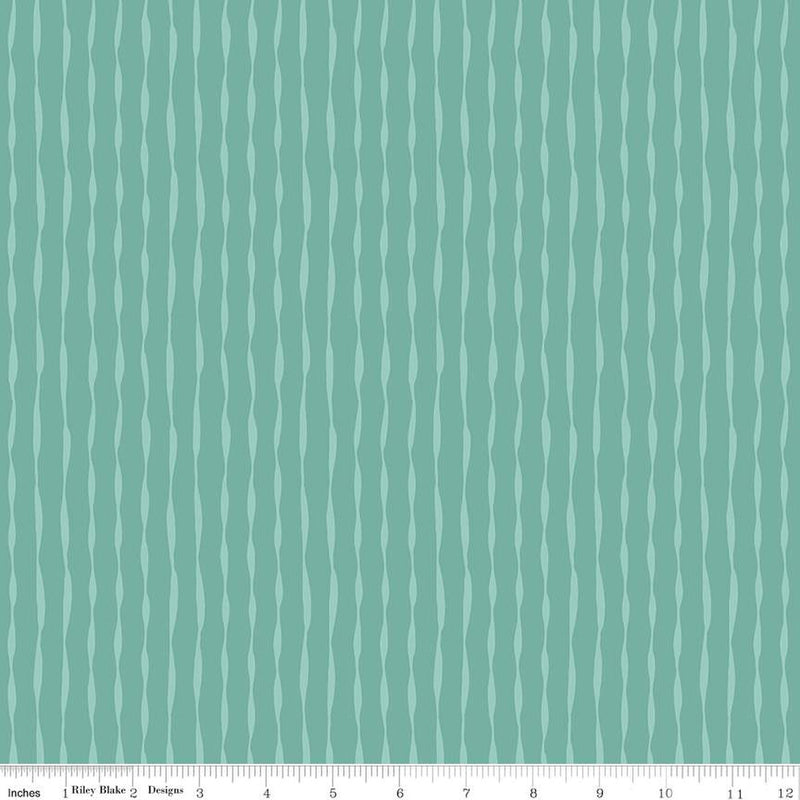 Happy At Home Stripes Teal Fabric