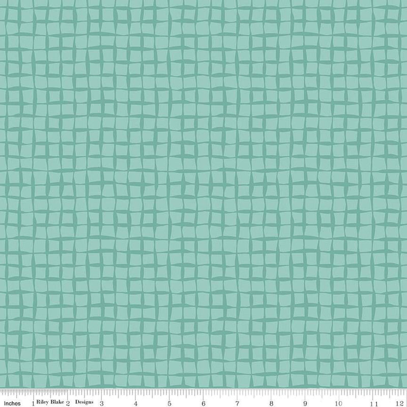 Happy At Home Plaid Teal Fabric